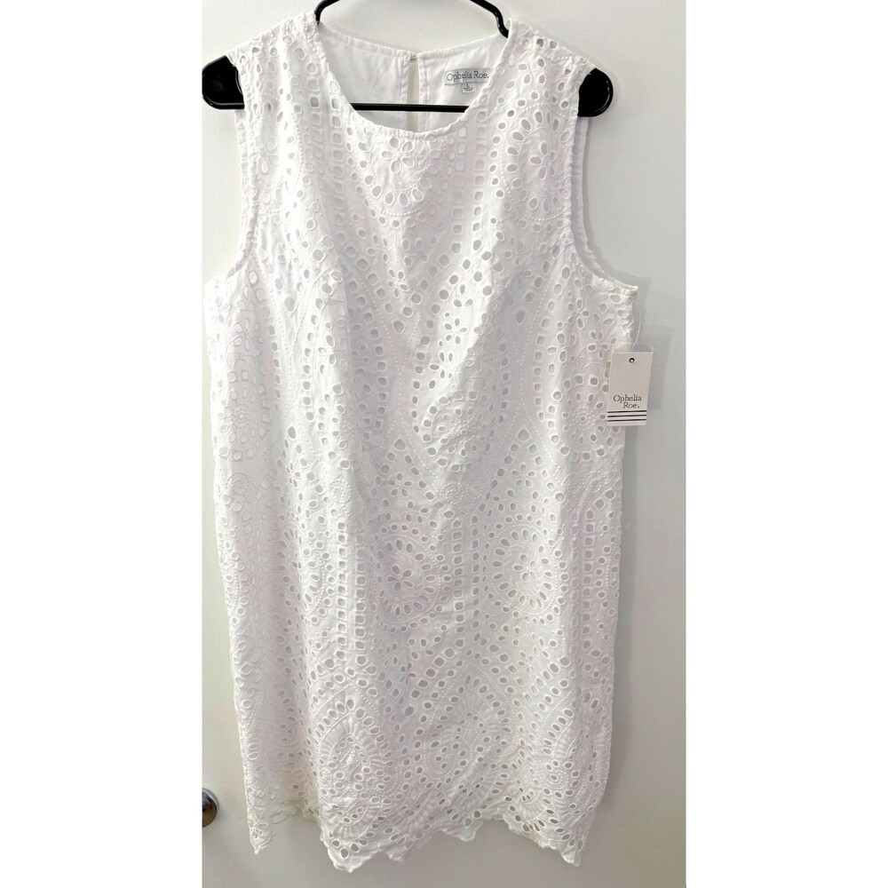 NWT White Coastal Cowgirl Lace Dress Women's Large Shift Ophelia Roe Scandi New